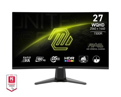 Monitor MSI MAG 27CQ6F, 27", Rapid VA, 180Hz, 0.5ms, WQHD 2560x1440, FreeSync, VRR, Console mode, CEC, Night Vision, Anti-Flicker, LBL, 300 nits, 5000:1, 100M:1, 1x Display Port (1.4), 2x HDMI (2.0b), Headphone out, Tilt, FRAMELESS, VESA