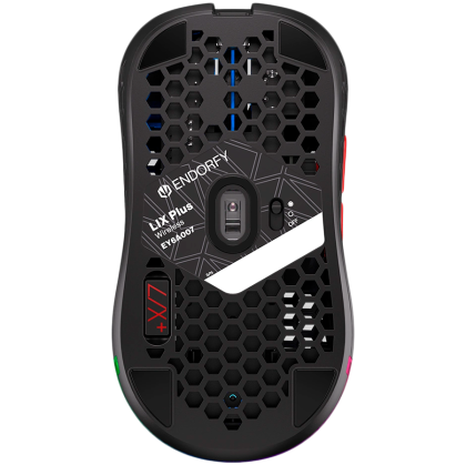 Endorfy LIX Plus Wireless Gaming Mouse, PIXART PAW3370 Optical Gaming Sensor, 19000DPI, 69G Lightweight design, KAILH GM 8.0 Switches, 1.6M Paracord Cable, PTFE Skates, ARGB lights, 2 Year Warranty