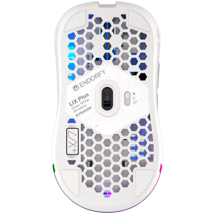 Endorfy LIX Plus Onyx White Wireless Gaming Mouse, PIXART PAW3370 Optical Gaming Sensor, 19000DPI, 69G Lightweight design, KAILH GM 8.0 Switches, 1.6M Paracord Cable, PTFE Skates, ARGB lights, 2 Year Warranty