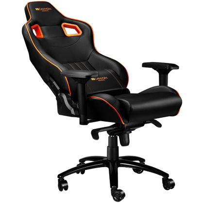 CANYON Corax GS-5, Gaming chair, PU leather, Cold molded foam, Metal Frame , Frog mechanism, 90-165 degrees, 4D armrest, Tilt Lock, Class 4 gas lift, metal 5 Stars Base, 60mm PU caster, black+Orange .