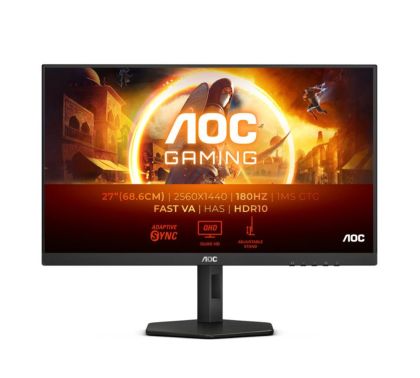 Monitor AOC Q27G4XN, 27" VA WLED, 2560x1440@180Hz, 1ms GtG, 0.5ms MPRT, 300cd m/2, 5000:1, 80M:1 DCR, Adaptive Sync, FlickerFree, Low Light Blue Adjust, Pivo Light Blue Adjust Tilt Rotativ, 2xHDMI, DP