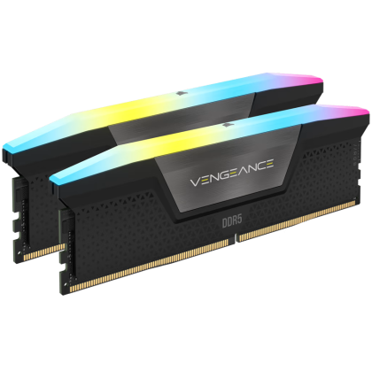 Corsair DDR5, 5600MT/s 32GB 2x16GB DIMM, Unbuffered, 40-40-40-77, XMP 3.0, VENGEANCE RGB DDR5 Black Heatspreader, RGB LED, 1.25V, EAN:0840006600213