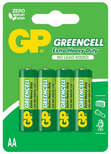 Baterie zinc carbon GP R6 GREENCELL 15G-U4 /4 buc. în ambalaj/blister 1,5V