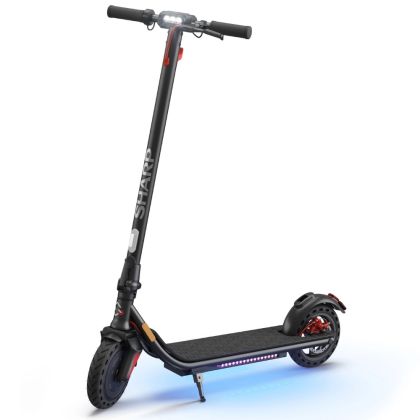 Електрически скутер Sharp Electric Scooter, Range per charge: 25 km, LED Display, USB Charging Port, Bluetooth, IPX4 certification, Wheel size: 8.5", Dual brake systems, Wooden illuminated deck, Max load: 120 kg, Black + Sharp SG-PH01EW-1P - WiFi Smart Pl