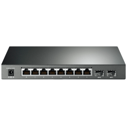 JetStream 8-Port Gigabit Smart PoE+ Switch with 2 SFP SlotsPORT: 8× Gigabit PoE Ports, 2× Gigabit SFP SlotsSPEC: 802.3af/at, 58 W PoE Power, Desktop Steel CaseFEATURE: Integration with Omada SDN Controller, 802.1Q VLAN, STP/RSTP/MSTP, etc.