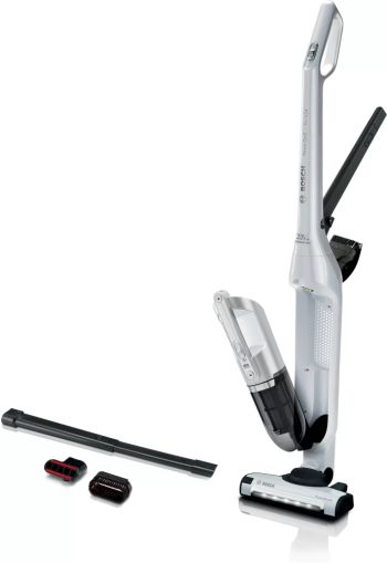 Прахосмукачка Bosch BCH3P2301, Cordless Handstick Vacuum cleaner 2 in 1 Flexxo Gen2, Serie 4, 2 Ah, 23V, 81 dB(A), AllFloor Power Brush with LED, White