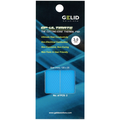 GELID GP-ULTIMATE 120×20 THERMAL PAD, Value Pack (2pcs included): 3 mm, Density (g/cm3): 3.2, Size (mm): 120 x 20, Thermal Conductivity (W/mK): 15