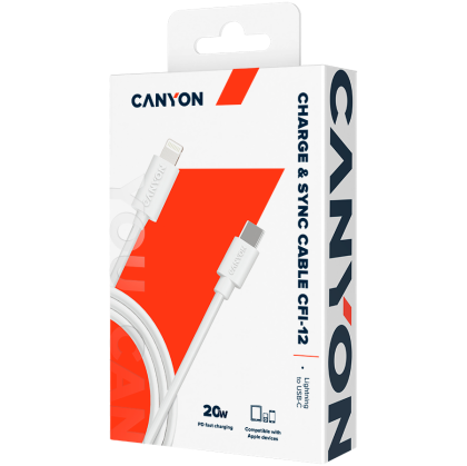 CANYON cable CFI-12 USB-C to Lightning 20W 2m White