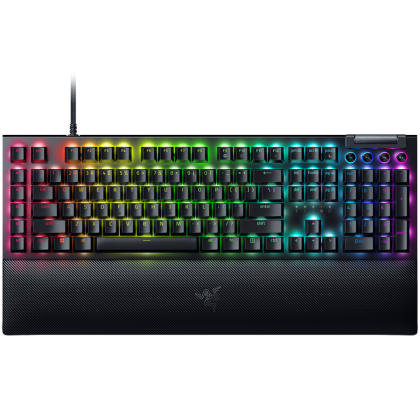 Razer BlackWidow V4 Pro Mechanical Gaming Keyboard, US Layout, Green Switch, Razer Chroma™ RGB, Command Dial, 8 Macro Keys, Lubricated Stabilizers, Media Keys, Magnetic Wrist Rest, USB Passthrough, Up to 8000 Hz Polling Rate, Detachable Type C Cable