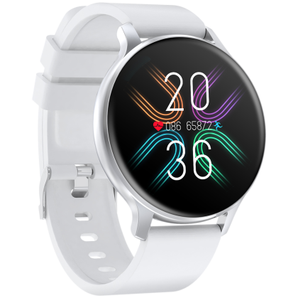 CANYON Badian SW-68, Smartwatch, Realtek 8762CK, 1.28''TFT 240x240px; RAM : 160KB, Lithium-ion polymer battery, 3.7V 190mAh Include, Silver Zinc alloy middle frame + plastic bottom case+ white Silicone strap + silver strap buckle, 44.9x 10.9mm, stra