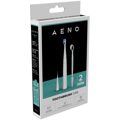 AENO Sonic Electric toothbrush, DB8: White, 3modes, 3 brush heads + 1 cleaning tool, 1 mirror,  30000rpm, 100 days without charging, IPX7