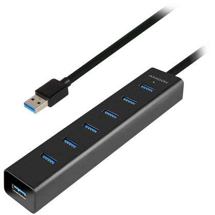 AXAGON HUE-SA7BP 7x USB3.0 ALU Charging Hub Incl. AC Adapter, Black