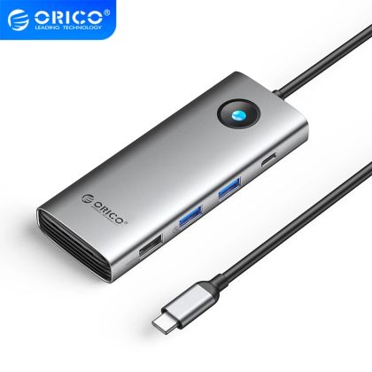 Orico Type-C Docking Station Power Distribution 100W - HDMI, Type-C x 1, USB3.0 x 2, USB 2.0 x 1, LAN 1000Mbps Gigabit, VGA - PW11-8PC-GY-EP