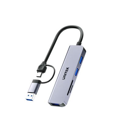 Unitek HUB USB-C/USB-A 3 port uHUB P5+ - USB3.0 x 3, Card reader, Aluminium - H1320AGY01