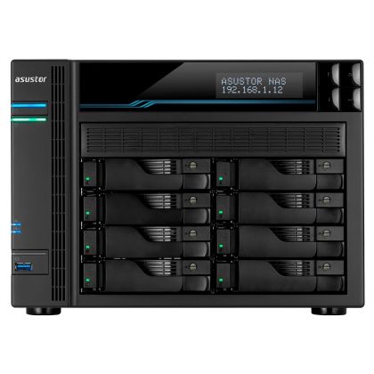 Мрежов сторидж Asustor Lockerstore 8 AS6508T, 8-Bay NAS, Intel ATOM C3538 Quad-Core (Denverton 2.1GHz), 8GB DDR4 (Max 32 GB) , 10 GbE x 2, 2.5 GbE x 2, USB 3.2 Gen-1 x 2, 8 x 2.5” / 3.5” SATA or SSD, 2x M.2PCIe (NvMe) or SATA SSD, with lock. tray, AES-NI 