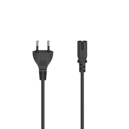 Захранващ кабел HAMA Euro Plug, 2-Pin(IEC C7) женско, 2.5 m, Черен