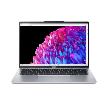 Лаптоп Acer Swift Go 14,SFG14-73-59KB, Intel Core Ultra 5,(up to 4.30GHz, 12MB), 14" 2.2K IPS (2240x1400) sRGB100% SlimBezel, 1*16GB LPDDR5X 6400MHz (1 slot free), 512GB PCIe NVMe SSD, Intel UMA, QHD Cam, WiFi 7, BT 6E, Backlit Kbd, No OS, Silver