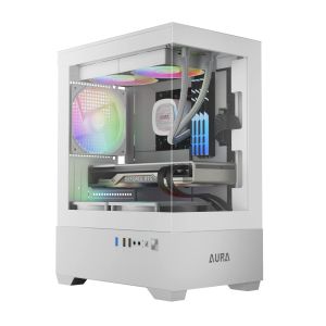 Gamdias Case mATX - AURA GC9M White - 3 x 120 mm A-RGB, Tempered Glass