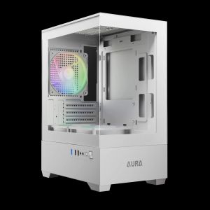 Gamdias Case mATX - AURA GC9M White - 3 x 120 mm A-RGB, Tempered Glass