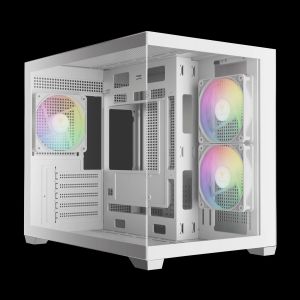 Gamdias Case mATX - AURA GC10M White - 3 x 120 mm A-RGB, Tempered Glass