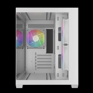 Gamdias Case mATX - AURA GC10M White - 3 x 120 mm A-RGB, Tempered Glass