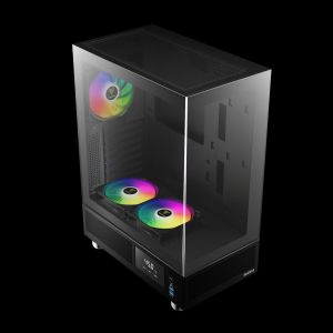 Gamdias Case ATX - ATLAS E1 - 3 x 120 mm A-RGB, Digital Display, Tempered Glass