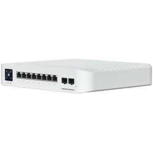 Ubiquiti USW-Pro-8-PoE-EU An 8-port, Layer 3 switch with PoE+ and PoE++ output.