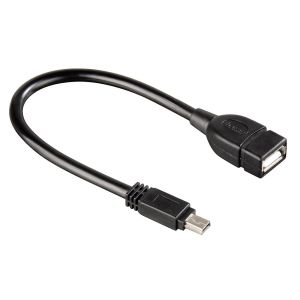 OTG кабел HAMA, mini USB B мъжко - USB A женско, 3 звезди, Черен