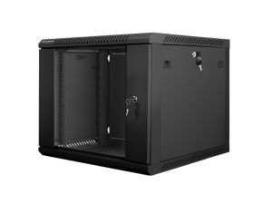 Комуникационен шкаф Lanberg rack cabinet 19" wall-mount 9U / 600x600 for self-assembly (flat pack), black