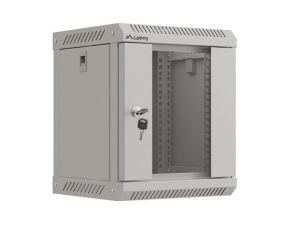 Комуникационен шкаф Lanberg rack cabinet 10" wall-mount 6U/300x300 (flat pack) with glass door grey