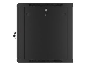 Комуникационен шкаф Lanberg rack cabinet 19" wall-mount 12U/600x600 for self-assembly with metal door black (flat pack)