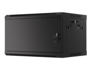 Комуникационен шкаф Lanberg rack cabinet 19" wall-mount 6U/600x450 for self-assembly with metal door black (flat pack)