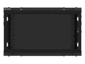 Комуникационен шкаф Lanberg rack cabinet 19" wall-mount 6U/600x450 for self-assembly with metal door black (flat pack)