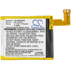 Kindle Battery  AMAZON S2011-001-S KINDLE 4, 5, 6   CS-ABD006SL  3,7V  750mAh LiPo CAMERON SINO