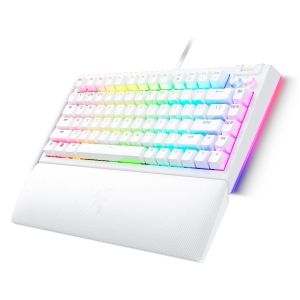 Razer BlackWidow V4 75% White, Gaming Keyboard, US Layout, Hot-swappable Design, Compact 75% Layout with Aluminum Case,  Mechanical Switches (Tactile), Razer Chroma RGB, Dedicated media roller with 2 dedicated media buttons, Detachable Type C Cable