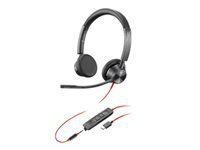 HP Poly Blackwire 3325 Stereo USB-C Headset +3.5mm Plug +USB-C/A Adapter