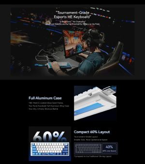 ATK Professional Gaming Mechanical Keyboard EDGE 60 HE Leviatan - 8K, TTC RGB Magneto Switches