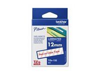 BROTHER TZE132 12mm ROȘU PE TRANSPARENT