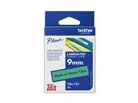 BROTHER P-Touch TZE-721 negru pe verde 9mm