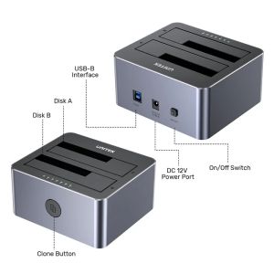 Unitek Storage - HDD Dock - 2 BAY - Y-3026GY01-EU
