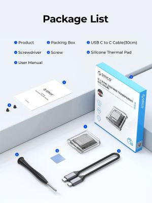 Orico външна кутия за диск Storage - Case - M.2 2230 NVMe - TC20-M2-10G-GY-BP - 10Gbps, Gray