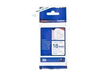 Bandă BROTHER TZeFA4B 18mm Albastru pe fundal alb Thermo sticky 3M