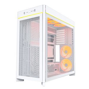 Montech кутия Case ATX - HS01 PRO (W) - 5 x 120 mm ARGB Fans, USB-C, White