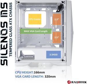 Raijintek Case ATX - SILENOS MS PRO WHITE - 2 x 200 mm ARGB Fans