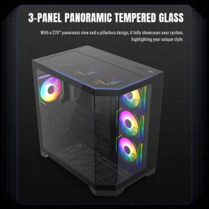 Gamemax Case ATX - HYPE-A Black - 4 x 120 mm Addressable RGB fans