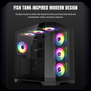 Gamemax Case ATX - HYPE-A Black - 4 x 120 mm Addressable RGB fans
