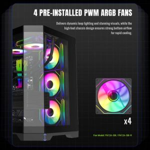 Gamemax Case ATX - HYPE-A Black - 4 x 120 mm Addressable RGB fans