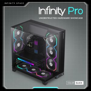 Gamemax Case ATX - Infinity Pro Black - 5 x 120 mm Addressable RGB fans