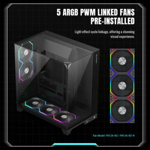 Gamemax Case ATX - Infinity Pro Black - 5 x 120 mm Addressable RGB fans