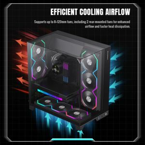 Gamemax Case ATX - Infinity Pro Black - 5 x 120 mm Addressable RGB fans